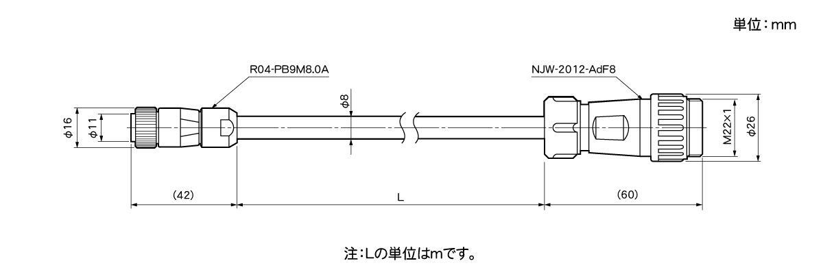 延長センサケーブル 4P-S-0144/4P-RBT-0144/4P-URT-0144