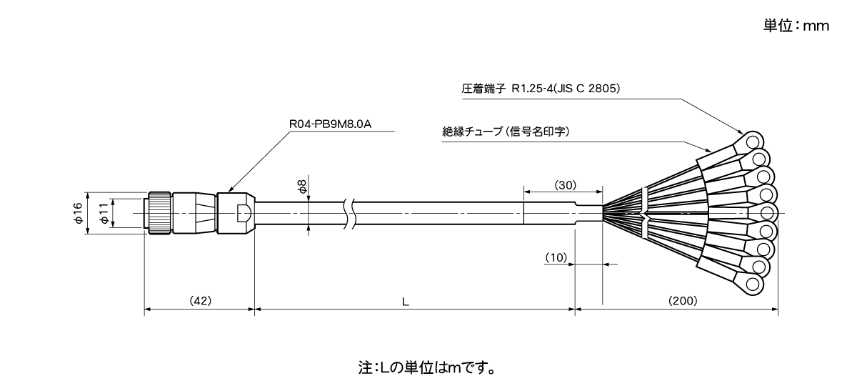 延長センサケーブル 4P-S-0190/4P-RBT-0190/4P-URT-0190