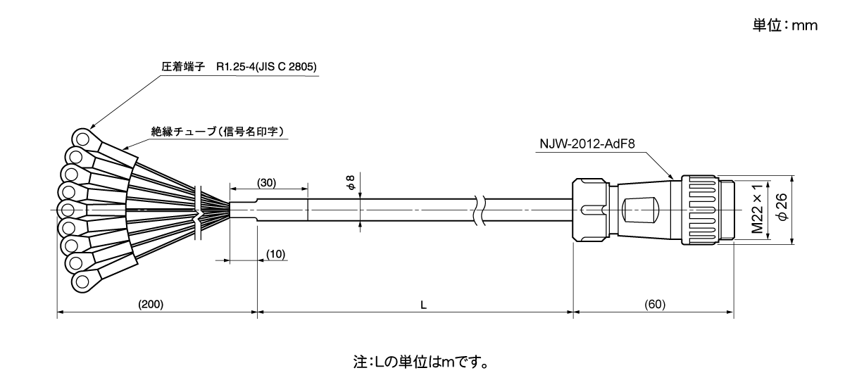 延長センサケーブル 4P-S-9044/4P-RBT-9044/4P-URT-9044/4P-HRT-9044