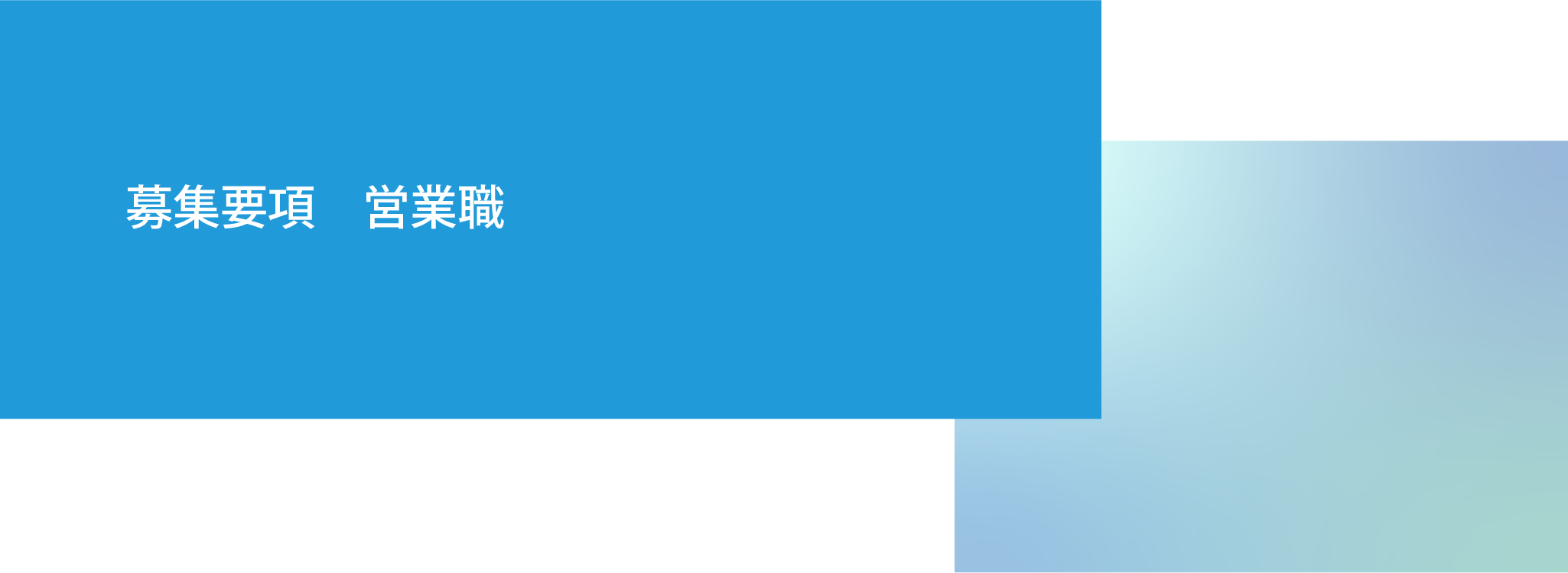 募集要項 営業職